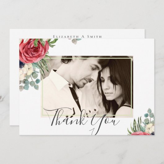 Diep rood marineblauw bloemmotief eucalyptus groen (Voorkant / Achterkant)