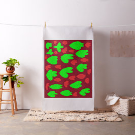 Diep rood met felgroene vormen art ontworpen stof