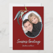 Diep Rood met zachte bladeren Minimale paar Kerstm Feestdagenkaart (Voorkant)