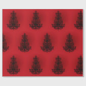 Diep rood met zwarte kroonluchters cadeaupapier (Vlak)