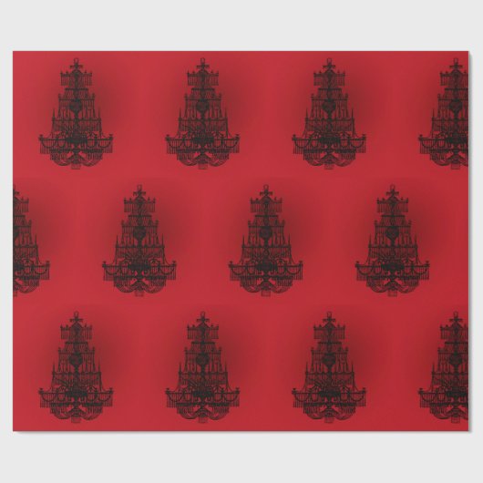 Diep rood met zwarte kroonluchters cadeaupapier (Vlak)
