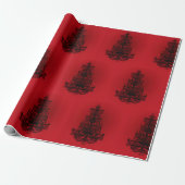 Diep rood met zwarte kroonluchters cadeaupapier (Uitgerold)