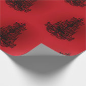 Diep rood met zwarte kroonluchters cadeaupapier (Hoek)