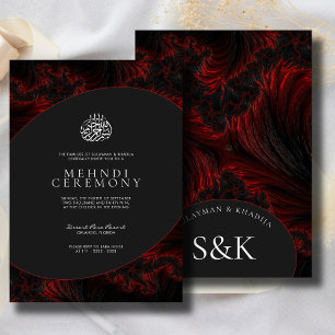 Diep rood Minimaal Elegant Zwart-wit Moslim Islami Kaart