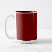Diep rood - Monogram toevoegen Tweekleurige Koffiemok (Links)