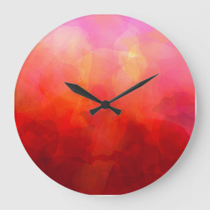 Diep rood oranje geel aquarel achtergrond grote klok