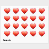 Diep rood oranje geel aquarel achtergrond hart sticker (Vel)