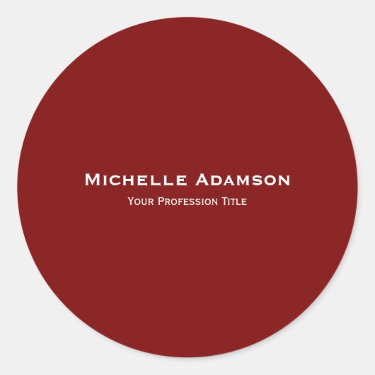 Diep rood professioneel effen modern ronde sticker (Voorkant)