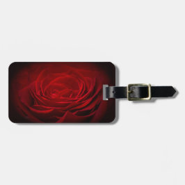 Diep rood Roos op zwart Bagagelabel