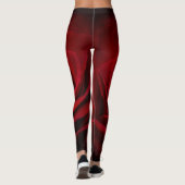 Diep rood Roos op zwart Leggings (Achterkant)