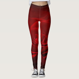 Diep rood Roos op zwart Leggings