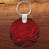 Diep rood Roos op zwart Sleutelhanger (Voorkant)