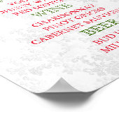 Diep rood rozen bloemenkleed - Bar Menu Poster (Hoek)