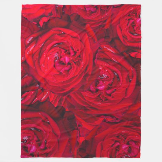 Diep rood rozen patroon fleece deken (Voorkant)