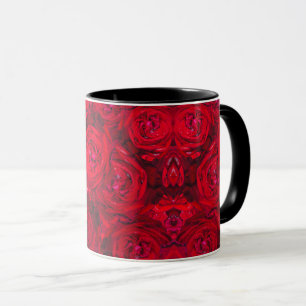 Diep rood rozen patroon mok