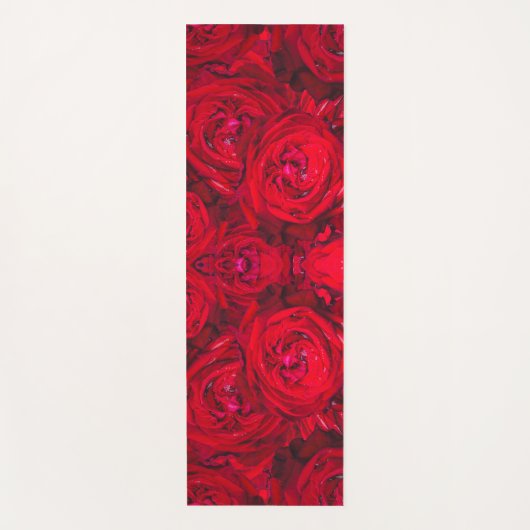 Diep rood rozen patroon yogamat (Voorkant)