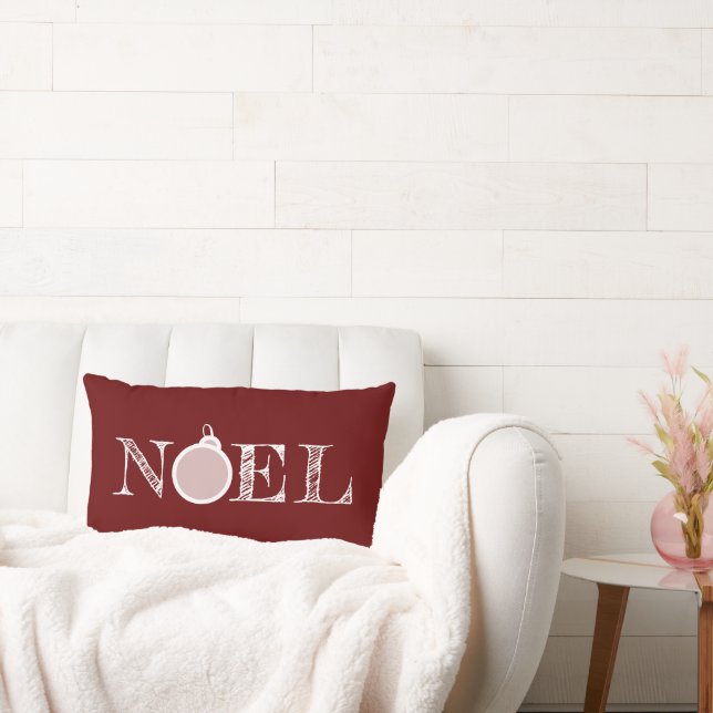 Diep rood rustiek Noel typografie Kerstmis  Kussen (Bank)