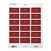 Diep rood script familie retouradreslabel etiket (Full Sheet)