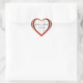 Diep rood wit diamanten juweel hart hart sticker (Tas)
