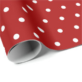 Diep Rood | Witte Stippen Cadeaupapier (Rol Hoek)