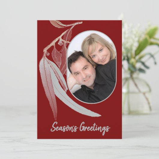 Diep Rood & Zacht groen laat minimale kerst achter Feestdagenkaart (Staand voorkant)