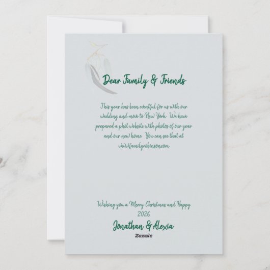 Diep Rood & Zacht groen laat minimale kerst achter Feestdagenkaart (Achterkant)