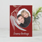 Diep Rood & Zacht groen laat minimale kerst achter Feestdagenkaart (Staand voorkant)