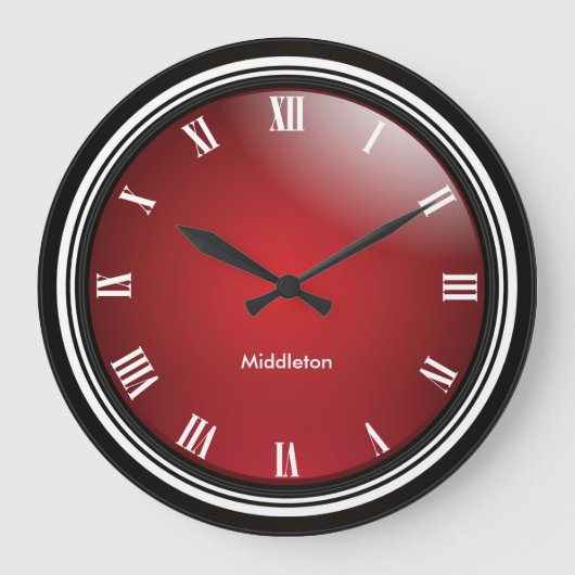 Diep rood, zwart en wit met Romeinse cijfers Grote Klok (Voorkant)