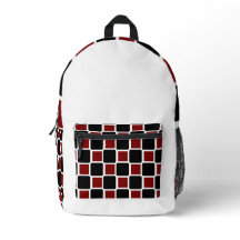 Diep rood-zwarte moderne geometrische rugzak.