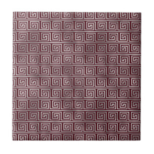 Diep roodgrijs Oudgriekse Kunst Elegant Patroon Tegeltje