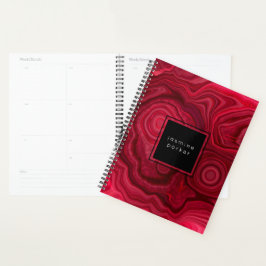 Diep Roos Abstract gemarmerd patroon met naam Planner
