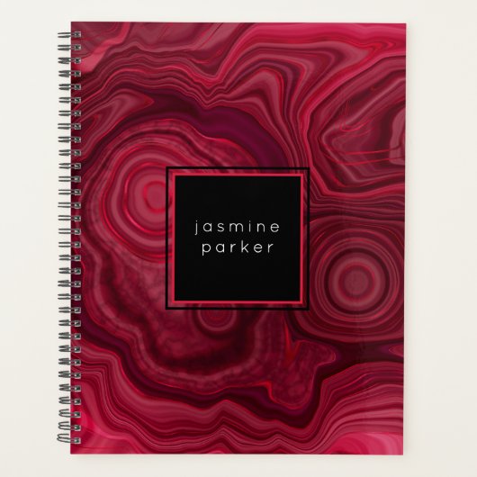 Diep Roos Abstract gemarmerd patroon met naam Planner (Voorkant)