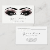 Diep Roos Glitter Makeup Artist Lash Black White Afsprakenkaartje (Voorkant / Achterkant)