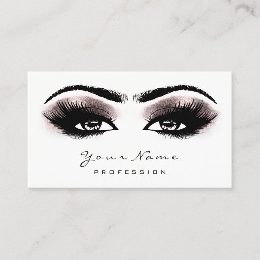 Diep Roos Glitter Makeup Artist Lash Black White Afsprakenkaartje (Voorkant)