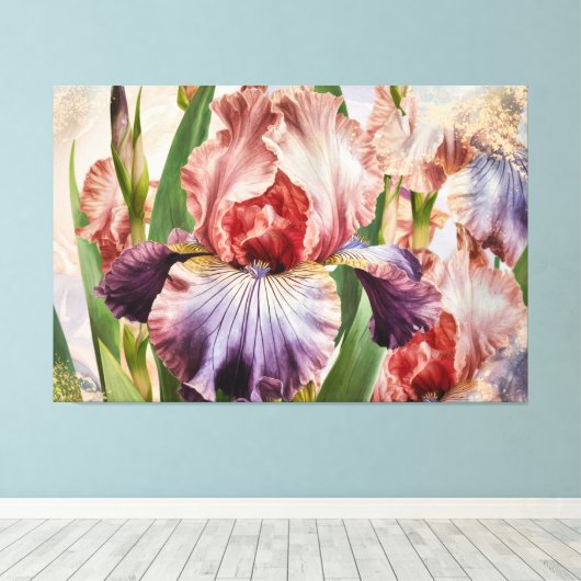 *~* Diep Roos IRIS Irissen  Bloemen TV2 Canvas Afdruk (Insitu (Houten vloer))