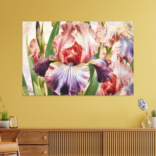 *~* Diep Roos IRIS Irissen  Bloemen TV2 Canvas Afdruk (Insitu (Woonkamer))