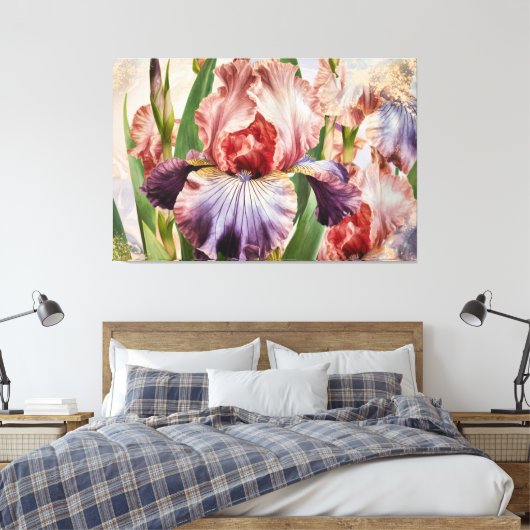 *~* Diep Roos IRIS Irissen  Bloemen TV2 Canvas Afdruk (Insitu (Slaapkamer))