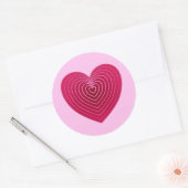 Diep roos rood hart op een bleke roze achtergrond ronde sticker (Envelop)