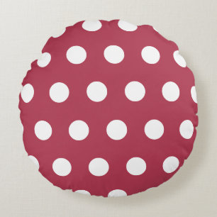 Diep Roos Wit Geometrisch Polka Dots Patroon Rond Kussen