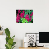 Diep Roze Astilbe Bloesems Bloemstuk Poster (Thuiskantoor)
