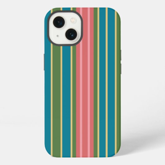 Diep roze blauw groene gestreepte iPad Case-Mate C iPhone Hoesje (Achterkant)