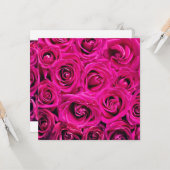 Diep Roze Bloeiende Rozen Kaart (Voorkant / Achterkant in situ)