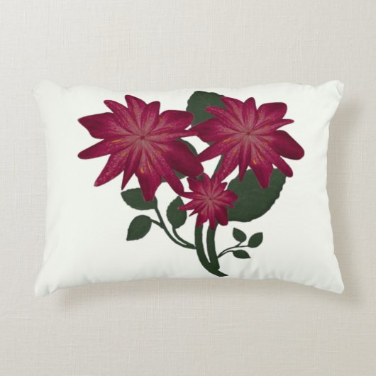 Diep roze bloemendesign Vloerkleed Accent Kussen (Voorkant)