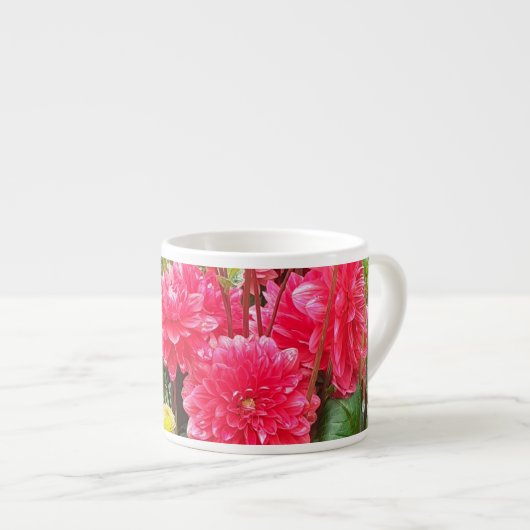 Diep Roze Dahlias Espresso Mok (Voorkant rechts)
