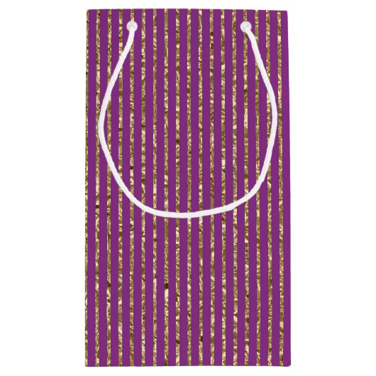 Diep roze en gouden strepen cadeautas (Achterkant)