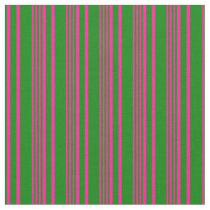 Diep roze en groen gekleurd Stripes-patroon Stof
