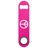 Diep roze en wit vredessymbool speed flessenopener (Achterkant)