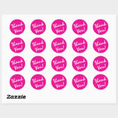Diep Roze en Witte Dank Je Ronde Sticker (Vel)