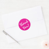 Diep Roze en Witte Dank Je Ronde Sticker (Envelop)