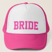 Diep Roze en Witte Polka Dots Bride Trucker Pet (Voorkant)